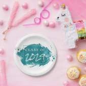 Grad gestrichen | Aquamariner Spritzer Pinselstric Pappteller (Party)