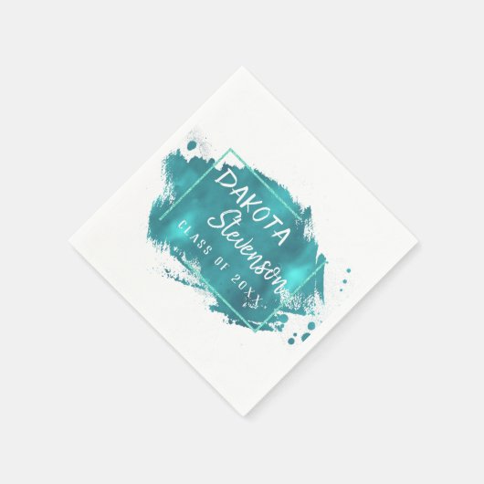 Grad gestrichen | Aquamariner Spritzer Pinselstric Serviette (Ecke)