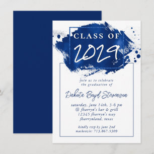 Grad gestrichen   Blue Spritzer Brushstroke Party Einladung