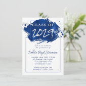 Grad gestrichen | Blue Spritzer Brushstroke Party Einladung (Stehend Vorderseite)