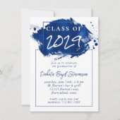 Grad gestrichen | Blue Spritzer Brushstroke Party Einladung (Vorderseite)