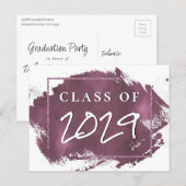 Grad gestrichen | Mauve Pink Splash Smudge Abschlu Einladungspostkarte (Vorne/Hinten)