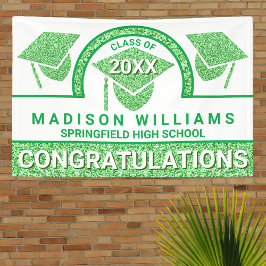 Grad Glam Green Cap Abschluss Glückwunsch Banner