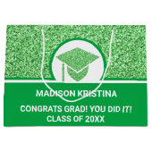 Grad Glam Green Cap Einfache Elegante Custom Große Geschenktüte (Vorderseite)