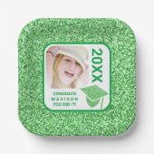 Grad Glam Green Cap Elegantes Cooles Foto Party Pappteller (Vorderseite)