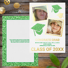 Grad Glam Green Cap Foto Collage Graduate Folieneinladung