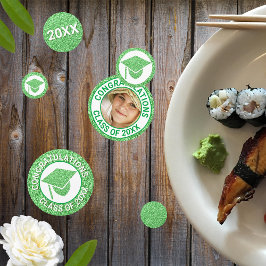 Grad Glam Green Cap Foto Graduation Party Konfetti