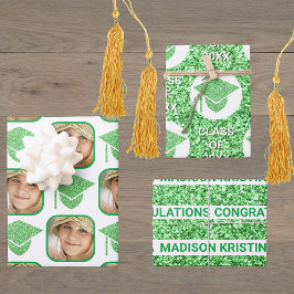 Grad Glam Green Cap Moderne Assorrates Celebrate Geschenkpapier Set