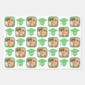 Grad Glam Green Cap Moderne Assorrates Celebrate Geschenkpapier Set (Vorderseite)