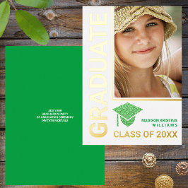 Grad Glam Green Cap Stilvolles Graduate Foto Folieneinladung