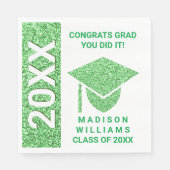 Grad Glam Green Cap Typografie Einfaches Party Serviette (Vorderseite)