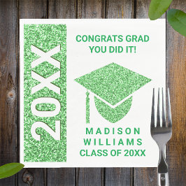 Grad Glam Green Cap Typografie Einfaches Party Serviette