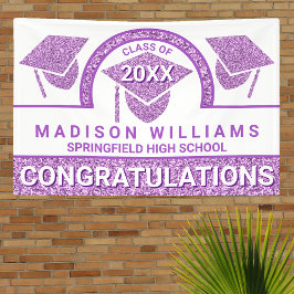 Grad Glam Lila Cap Abschluss Herzlichen Glückwunsc Banner