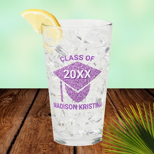 Grad Glam Lila Cap Elegant Herzlichen Glückwunsch Glas