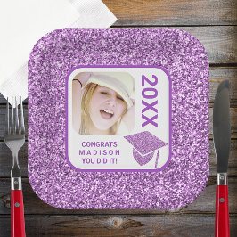 Grad Glam Lila Cap Elegantes Cooles Foto Party Pappteller