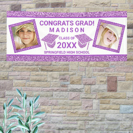 Grad Glam Lila Cap Graduation Party Picture Banner