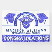 Grad Glam Navy Cap Abschluss Glückwunsch Banner (Horizontal)