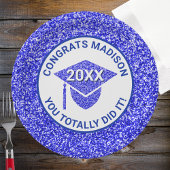 Grad Glam Navy Cap Elegant Graduation Party Pappteller