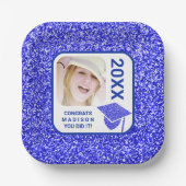 Grad Glam Navy Cap Elegantes Cooles Foto Party Pappteller (Vorderseite)