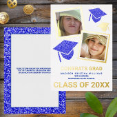 Grad Glam Navy Cap Foto Collage Graduate Folieneinladung