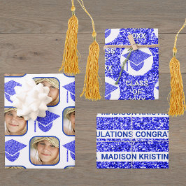Grad Glam Navy Cap Moderne Assorrates Celebrate Geschenkpapier Set