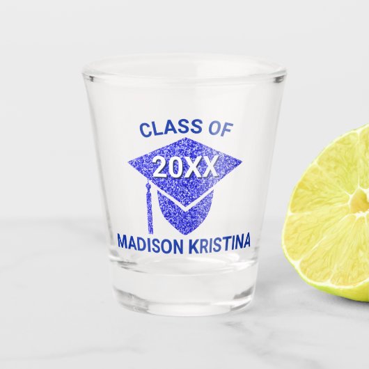 Grad Glam Navy Cap Personalisiert Chic Elegant Schnapsglas (Vorderseite)