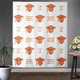 Grad Glam Orange Cap Chic Party Selfie Foto Stand Wandteppich