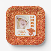 Grad Glam Orange Cap Elegantes Cooles Foto Party Pappteller (Vorderseite)