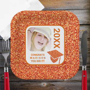 Grad Glam Orange Cap Elegantes Cooles Foto Party Pappteller