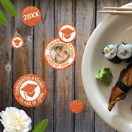 Grad Glam Orange Cap Foto Graduation Party Konfetti