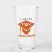 Grad Glam Orange Cap Herzlichen Glückwunsch Glas (Vorderseite)