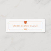 Grad Glam Orange Cap High School Individuelle Name Telefonnummerkarte (Vorderseite)