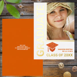 Grad Glam Orange Cap Stilvolles Foto Folieneinladung