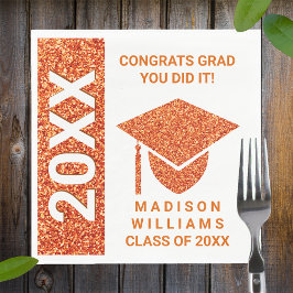 Grad Glam Orange Cap Typografie Einfaches Party Serviette