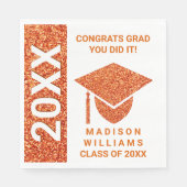 Grad Glam Orange Cap Typografie Einfaches Party Serviette (Vorderseite)