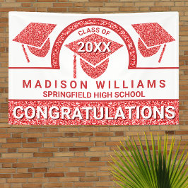 Grad Glam Red Cap Abschluss Glückwunsch Banner