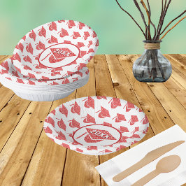 Grad Glam Red Cap Chic School Colors Muster Pappteller