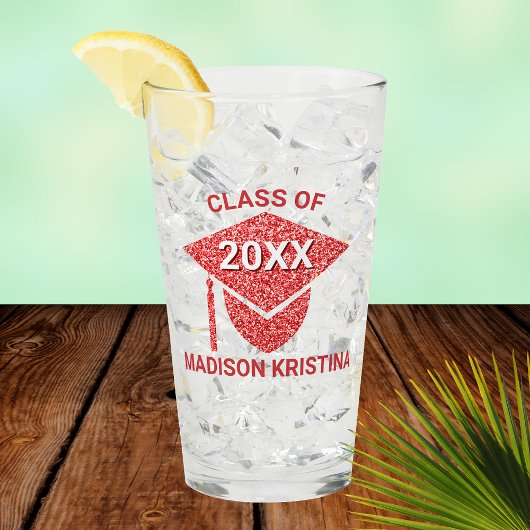 Grad Glam Red Cap Elegant Glückwunsch Glas