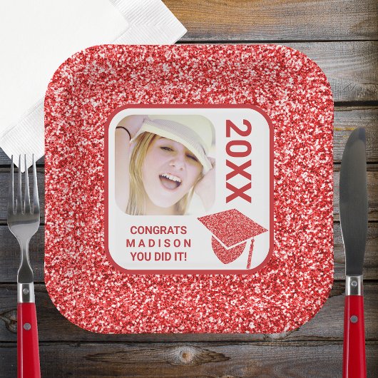 Grad Glam Red Cap Elegantes Cooles Foto Party Pappteller