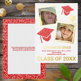 Grad Glam Red Cap Foto Collage Graduate Folieneinladung