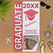 Grad Glam Red Cap Summer Foto Typografie Strandtuch