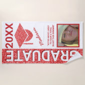 Grad Glam Red Cap Summer Foto Typografie Strandtuch (Vorderseite)