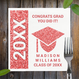Grad Glam Red Cap Typografie Einfaches Party Serviette