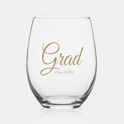 Grad Gold Custom Scriptklasse Weinglas Ohne Stiel (Vorderseite)