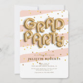 Grad Gold Foil Balloon Party Einladung (Vorderseite)