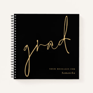 Grad Gold Schrift Schwarz Abschluss Gastbuch Notizblock