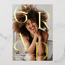 Grad-Gold-Stackbriefe Typografie-Abschluss Folieneinladung