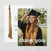 Grad-Gold-Tassel Vertikale Foto-Graduierung Dankeskarte (Vorne/Hinten)