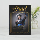 Grad. Goldene Touch Brighert Ihre Zukunft Einladung (Stehend Vorderseite)