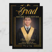 Grad. Goldene Touch Brighert Ihre Zukunft Einladung (Vorne/Hinten)